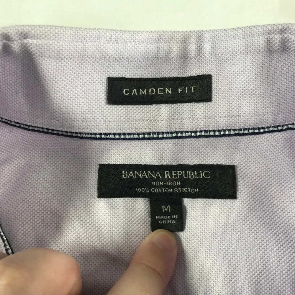 Banana Republic Camden Fit Mens Medium Lavender Purple Cotton Dress Shirt